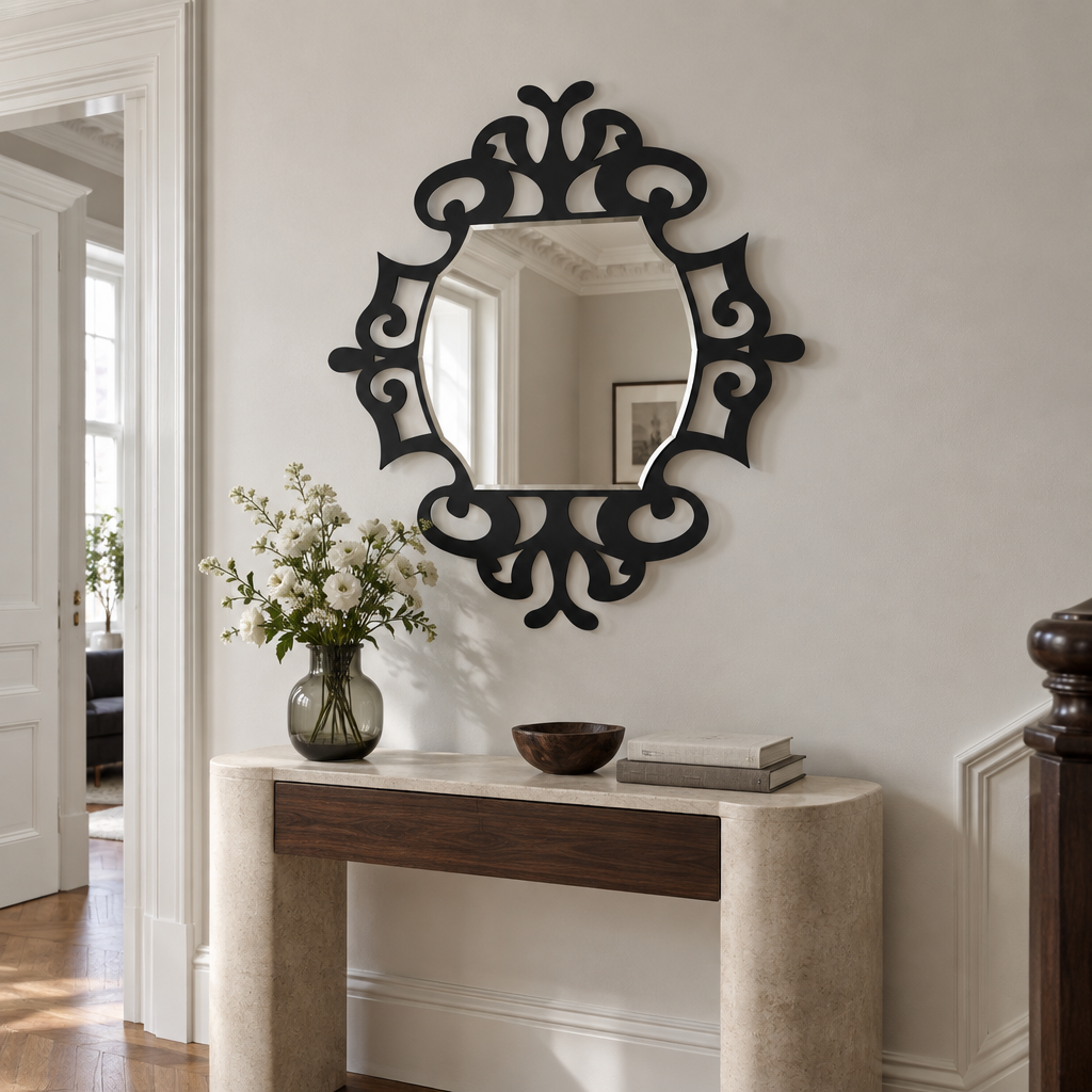 Décoration ronde à motif grec Miroir Mural–Décoration murale miroir classique moderne