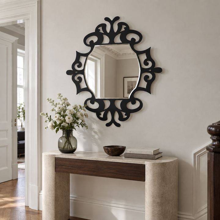 Décoration ronde à motif grec Miroir Mural–Décoration murale miroir classique moderne