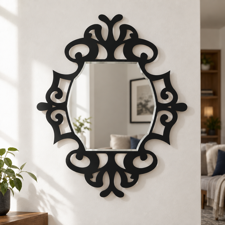 Décoration ronde à motif grec Miroir Mural–Décoration murale miroir classique moderne