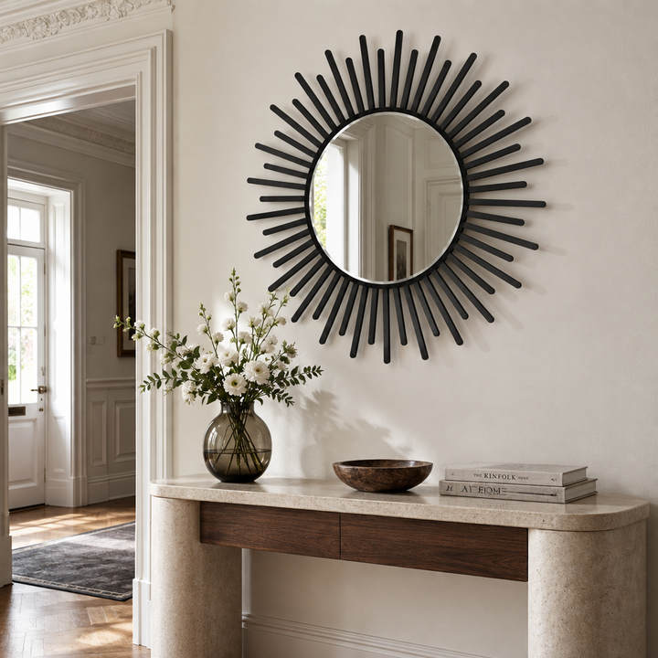 Décoration ronde à motif grec Miroir Mural–Décoration murale miroir classique moderne