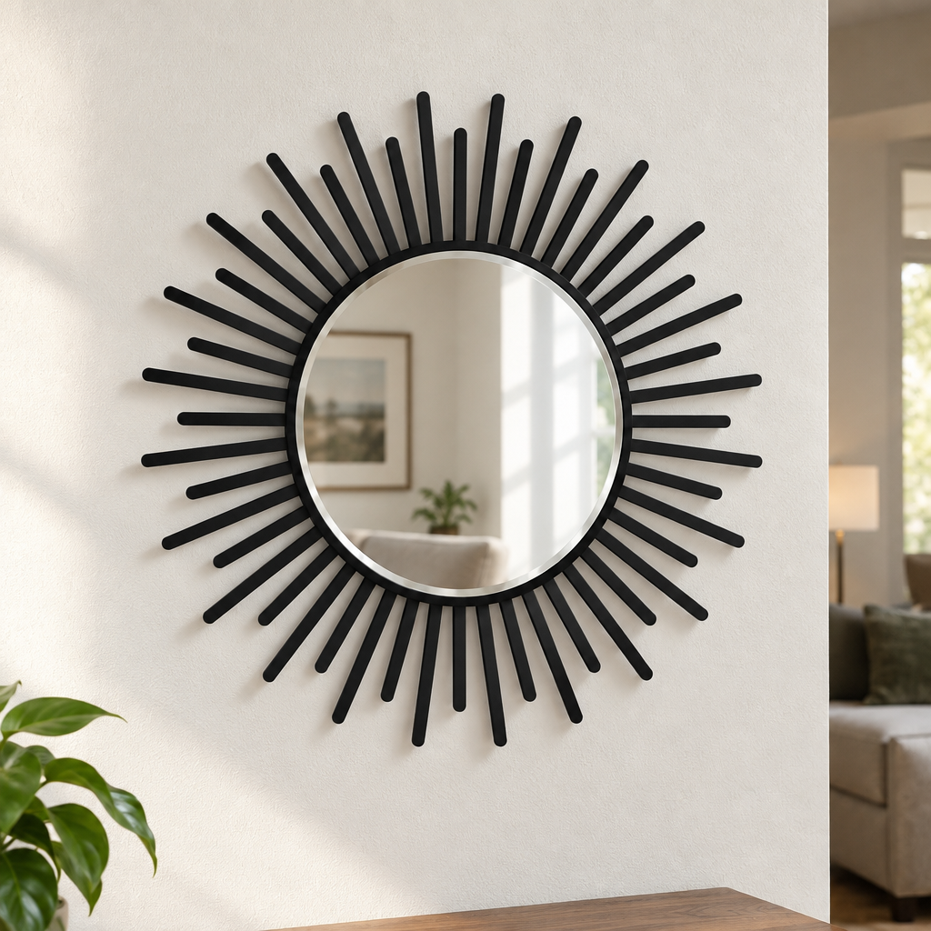 Décoration ronde à motif grec Miroir Mural–Décoration murale miroir classique moderne