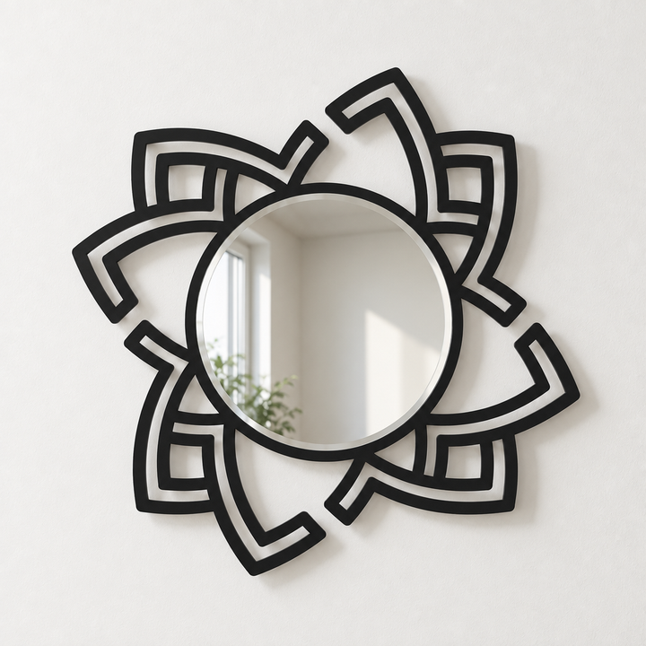 Décoration ronde à motif grec Miroir Mural–Décoration murale miroir classique moderne