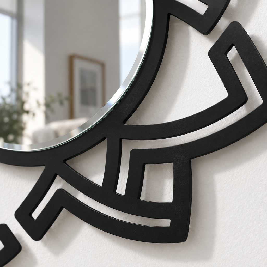 Décoration ronde à motif grec Miroir Mural–Décoration murale miroir classique moderne