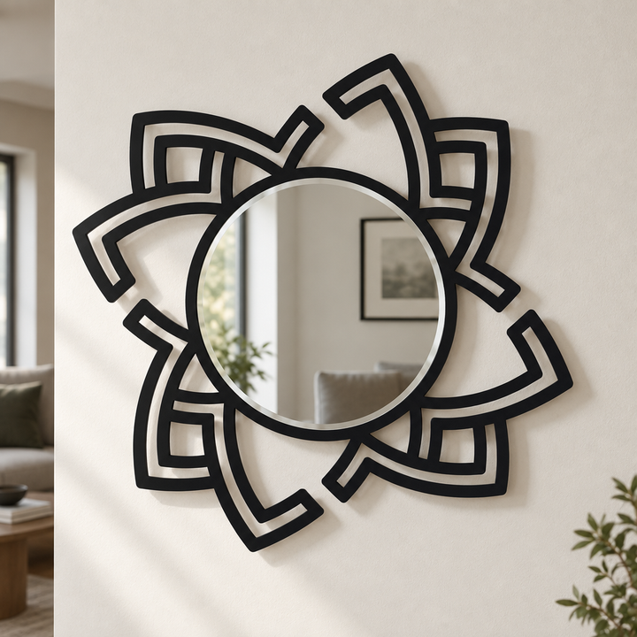 Décoration ronde à motif grec Miroir Mural–Décoration murale miroir classique moderne