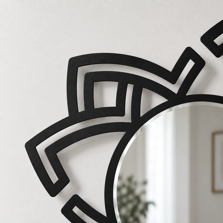 Décoration ronde à motif grec Miroir Mural–Décoration murale miroir classique moderne