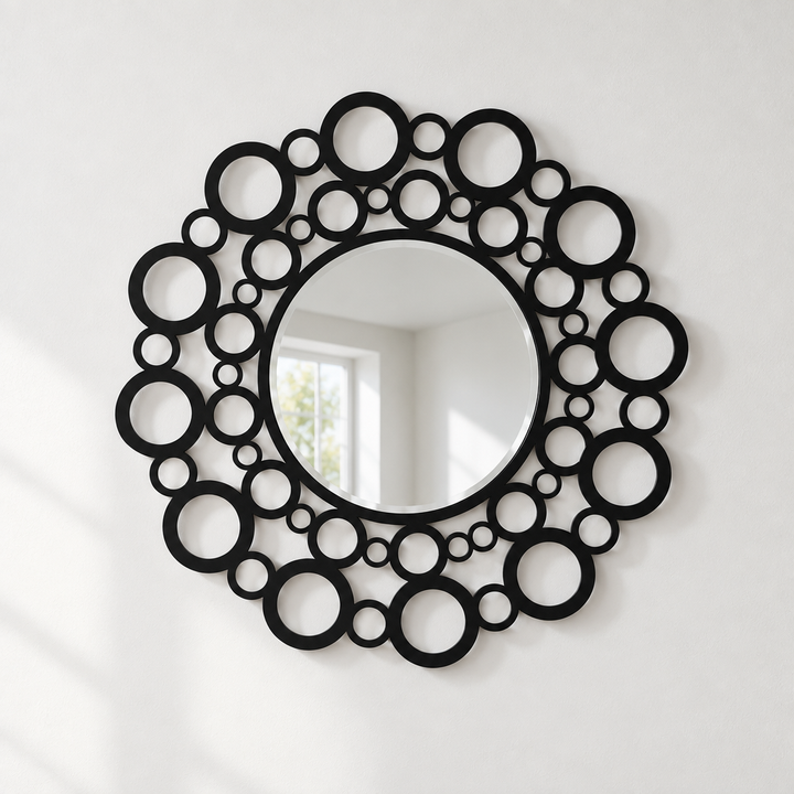 Llave griega redonda decorativa Espejo De Pared – Decoración de pared con espejo clásico moderno