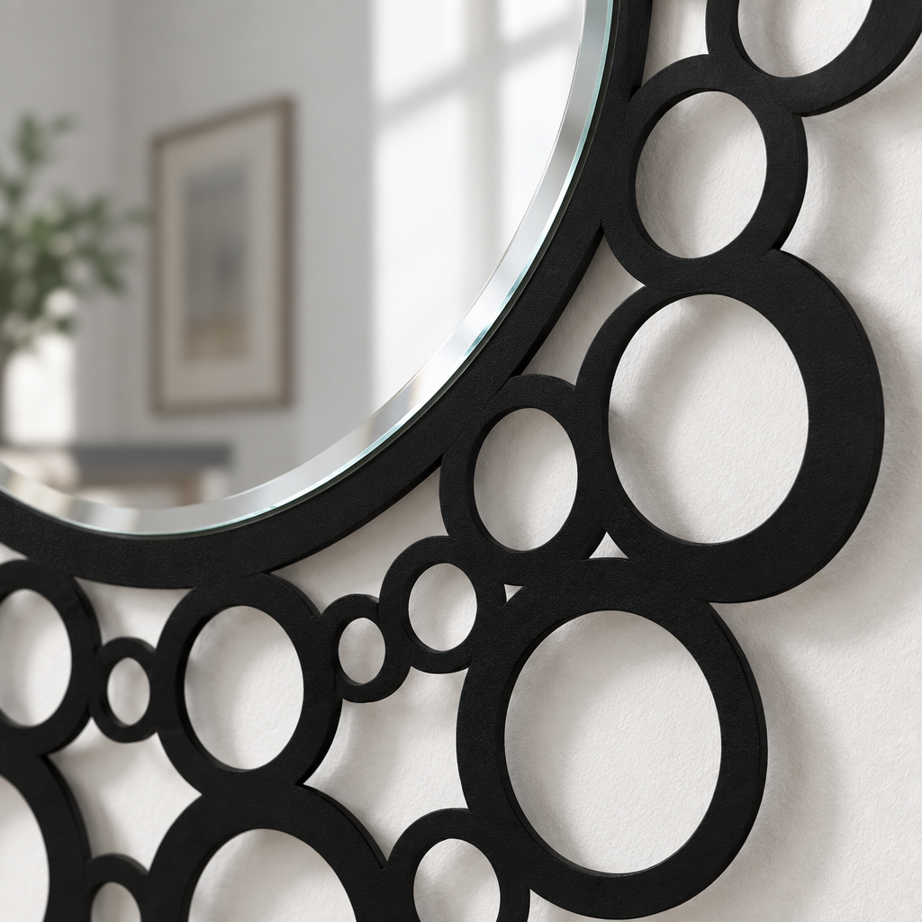 Llave griega redonda decorativa Espejo De Pared – Decoración de pared con espejo clásico moderno