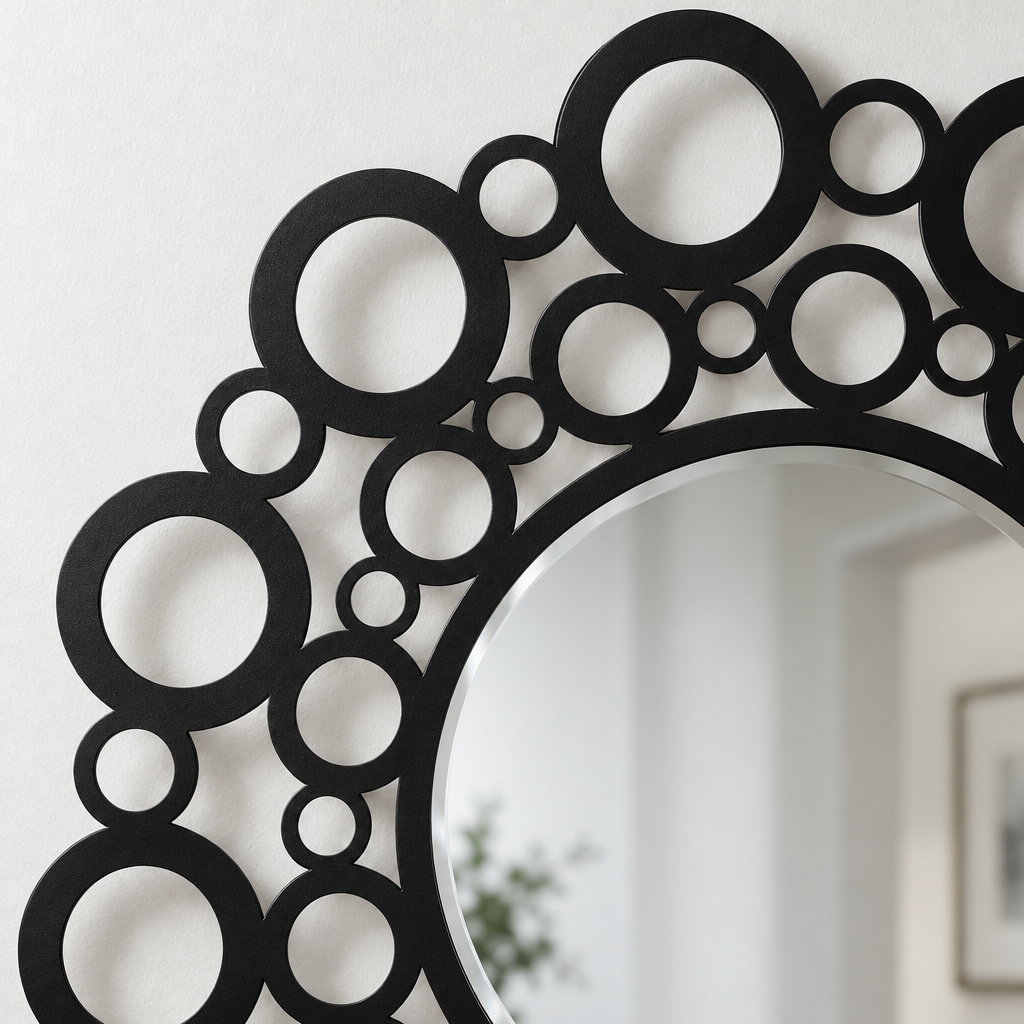 Llave griega redonda decorativa Espejo De Pared – Decoración de pared con espejo clásico moderno