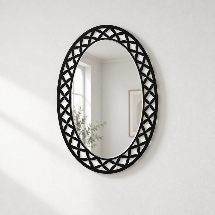 Geometric Petal Frame Oval Floor Mirror