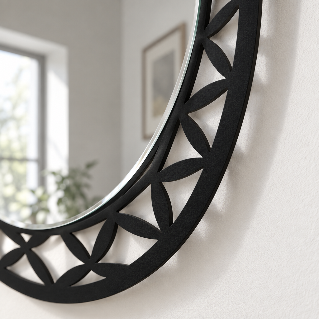 Geometric Petal Frame Oval Floor Mirror