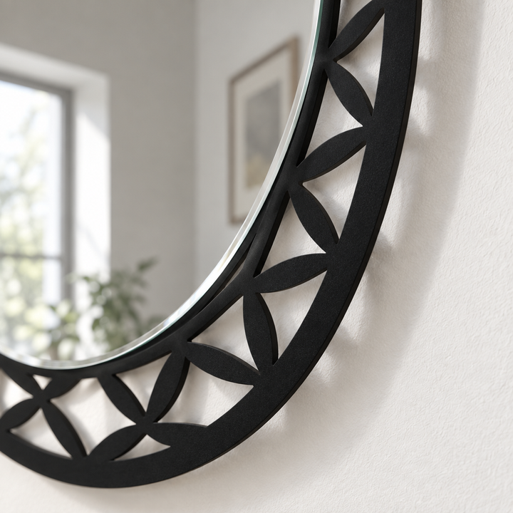 Geometric Petal Frame Oval Floor Mirror