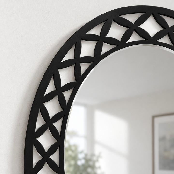 Geometric Petal Frame Oval Floor Mirror