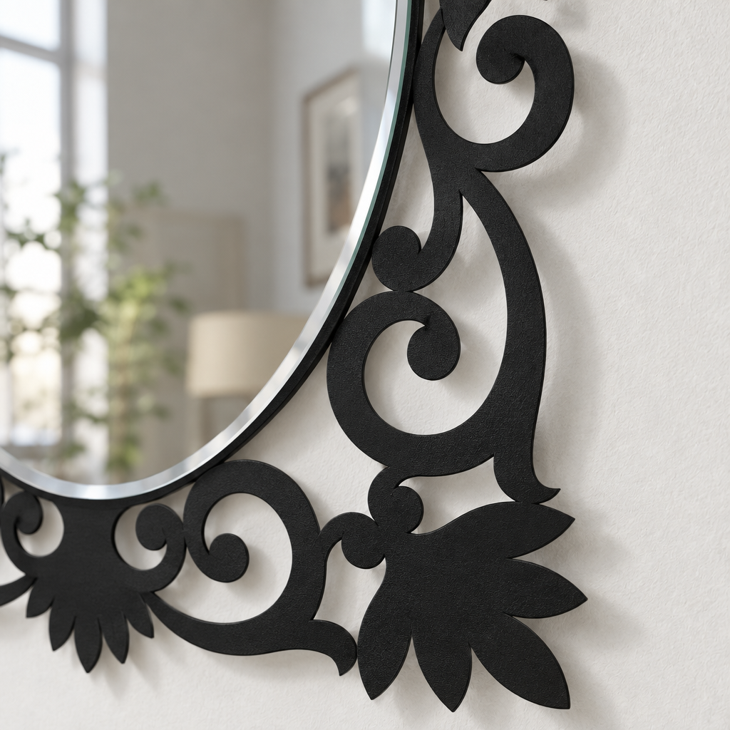 Llave griega redonda decorativa Espejo De Pared – Decoración de pared con espejo clásico moderno