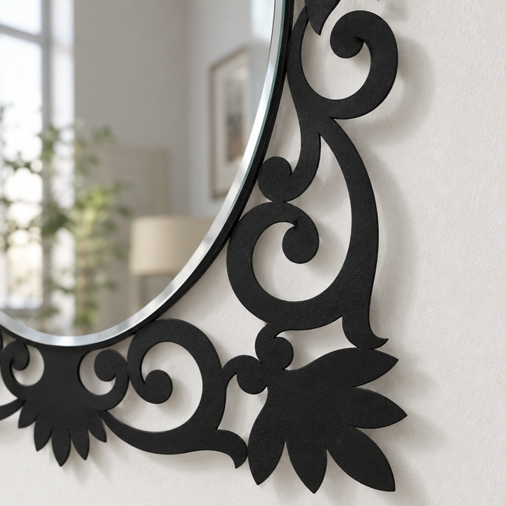 Llave griega redonda decorativa Espejo De Pared – Decoración de pared con espejo clásico moderno