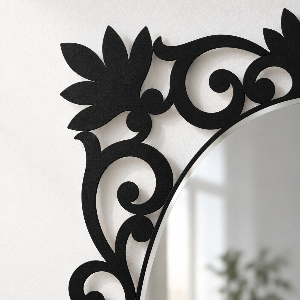 Llave griega redonda decorativa Espejo De Pared – Decoración de pared con espejo clásico moderno