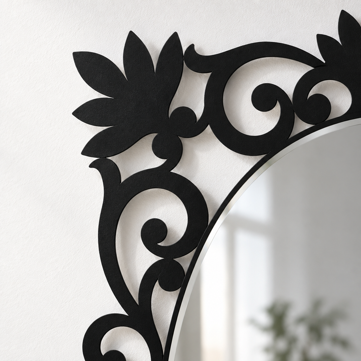 Llave griega redonda decorativa Espejo De Pared – Decoración de pared con espejo clásico moderno