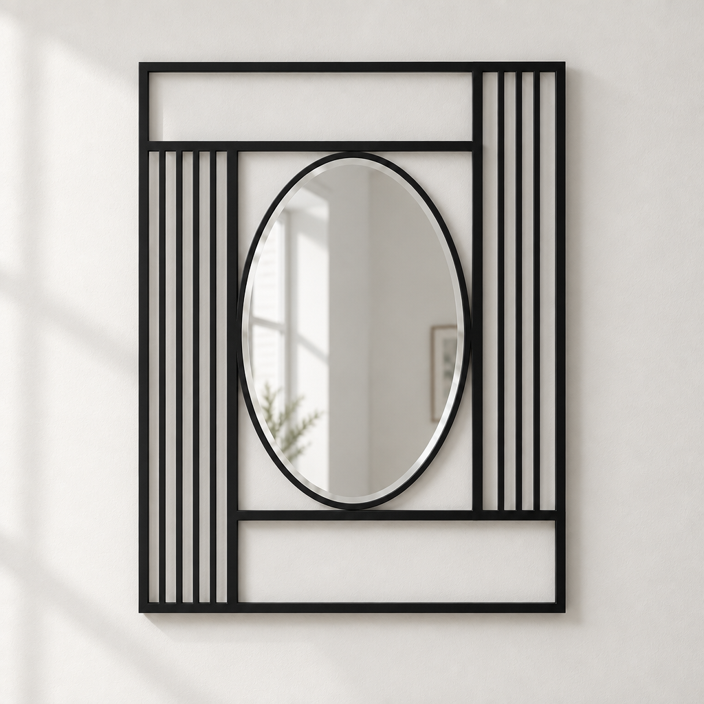 Décoration ronde à motif grec Miroir Mural–Décoration murale miroir classique moderne