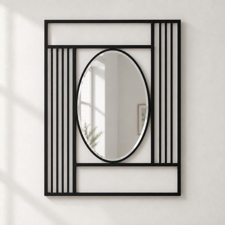 Décoration ronde à motif grec Miroir Mural–Décoration murale miroir classique moderne