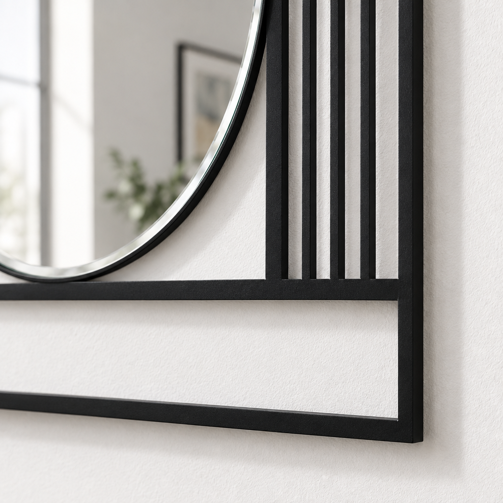 Décoration ronde à motif grec Miroir Mural–Décoration murale miroir classique moderne
