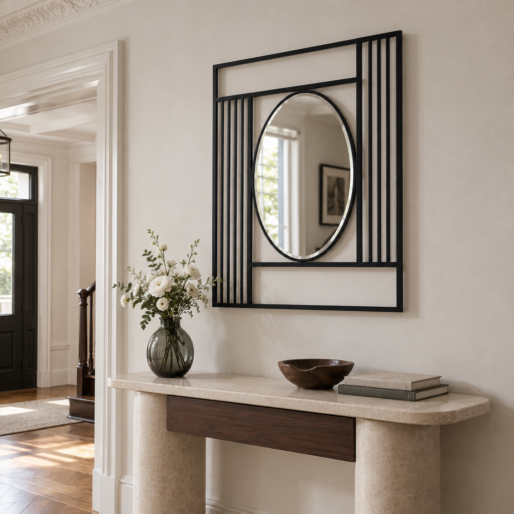 Décoration ronde à motif grec Miroir Mural–Décoration murale miroir classique moderne