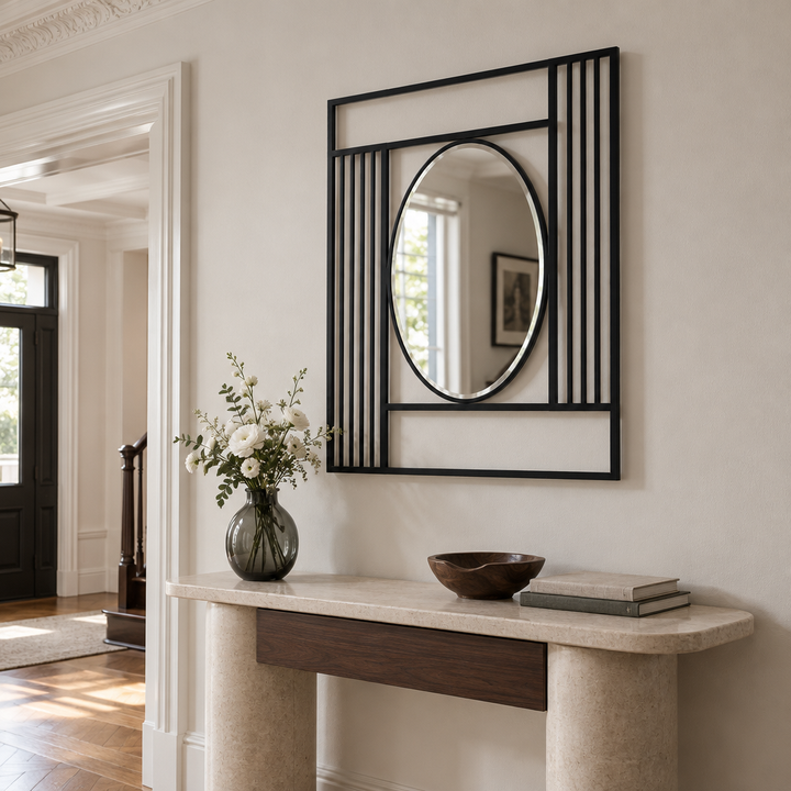Décoration ronde à motif grec Miroir Mural–Décoration murale miroir classique moderne