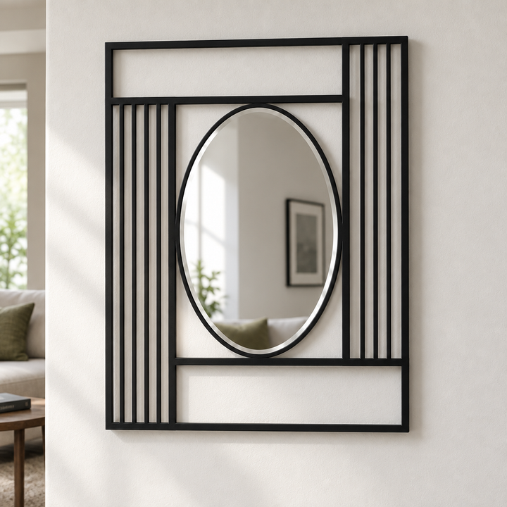 Décoration ronde à motif grec Miroir Mural–Décoration murale miroir classique moderne