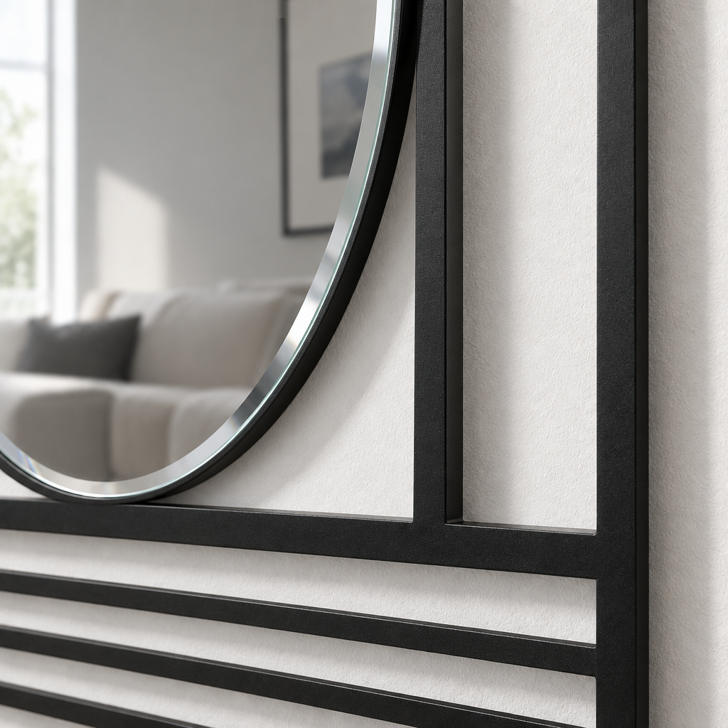 Structured Lines Balance – Geometric Oval Floor Mirror