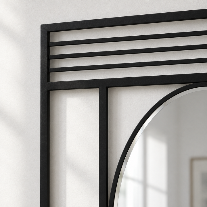 Structured Lines Balance – Geometric Oval Floor Mirror