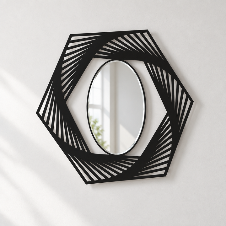 Décoration ronde à motif grec Miroir Mural–Décoration murale miroir classique moderne