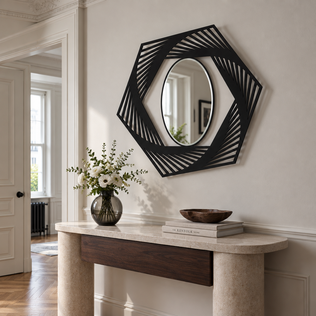 Décoration ronde à motif grec Miroir Mural–Décoration murale miroir classique moderne