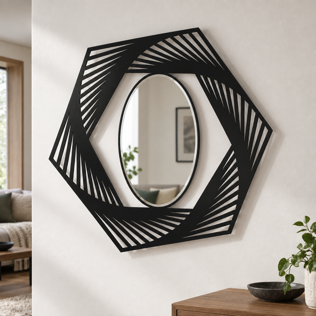 Décoration ronde à motif grec Miroir Mural–Décoration murale miroir classique moderne
