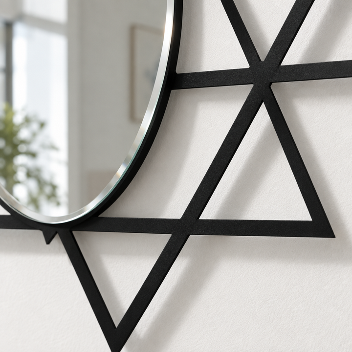Intersecting Triangles Form – Geometric Oval Floor Mirror