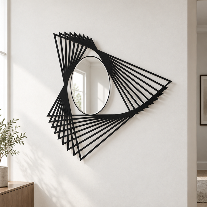 Llave griega redonda decorativa Espejo De Pared – Decoración de pared con espejo clásico moderno