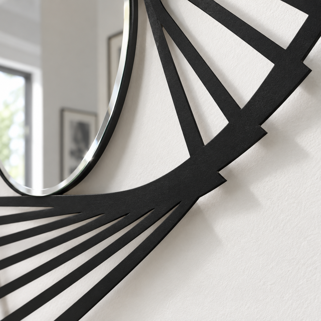 Llave griega redonda decorativa Espejo De Pared – Decoración de pared con espejo clásico moderno
