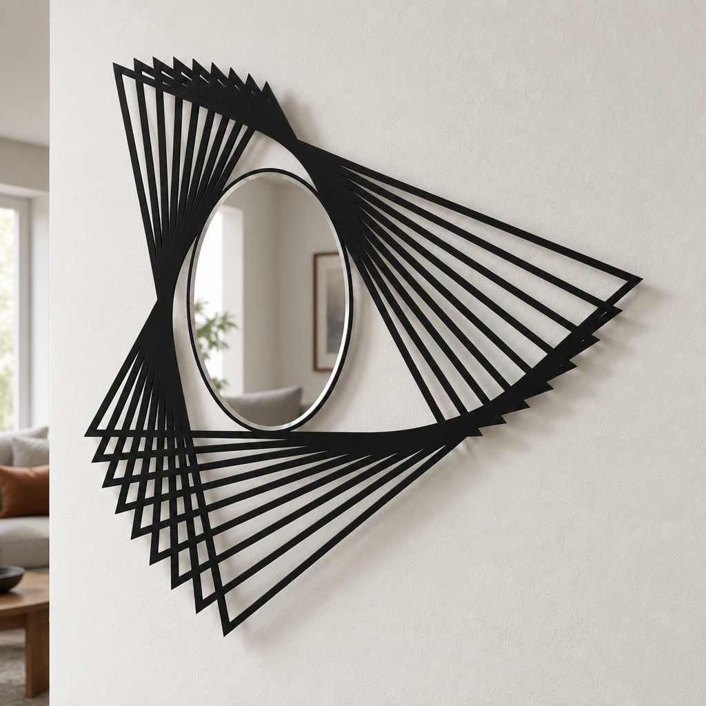 Llave griega redonda decorativa Espejo De Pared – Decoración de pared con espejo clásico moderno