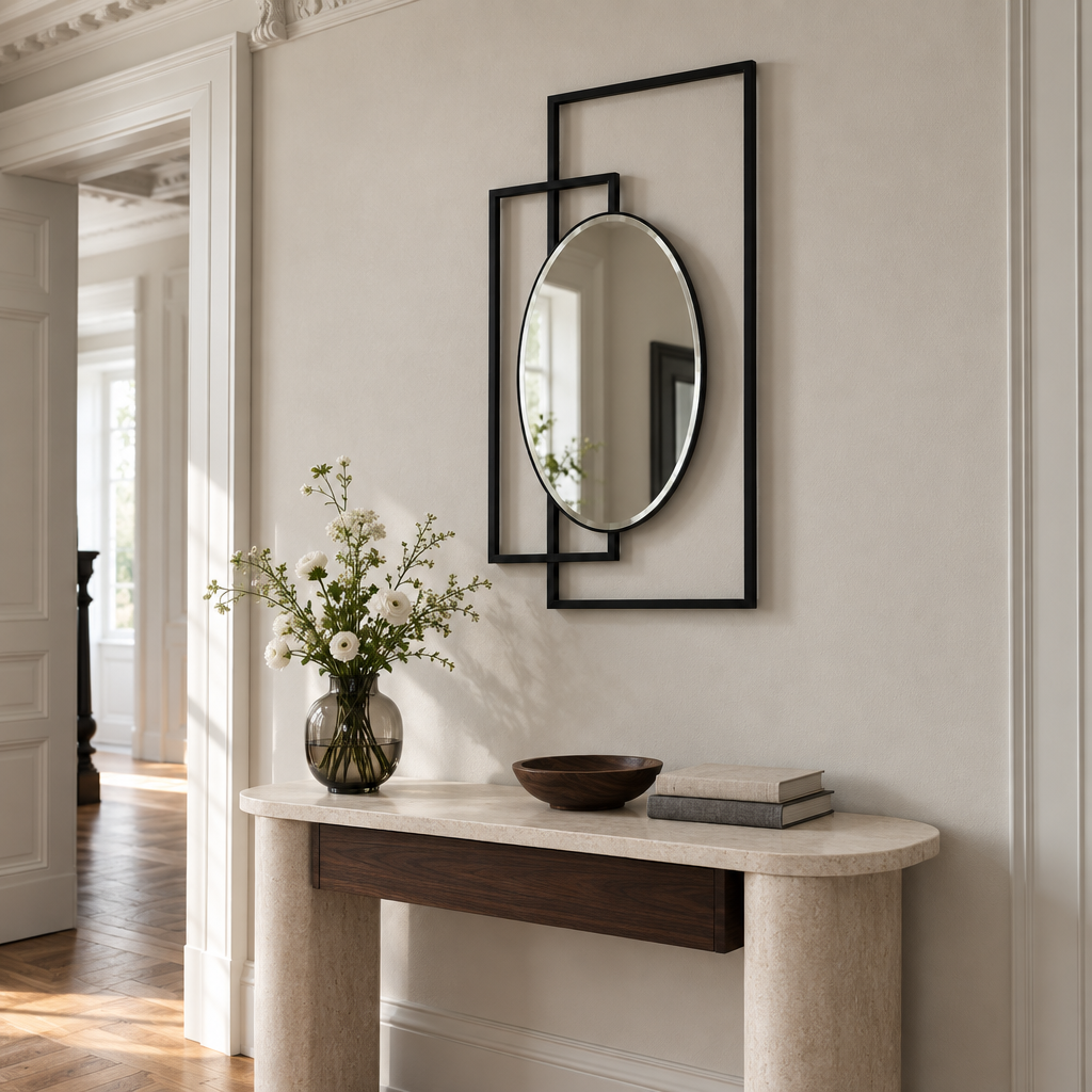 Interlock Geometry Oval Wall Mirror – Modern Art Lines