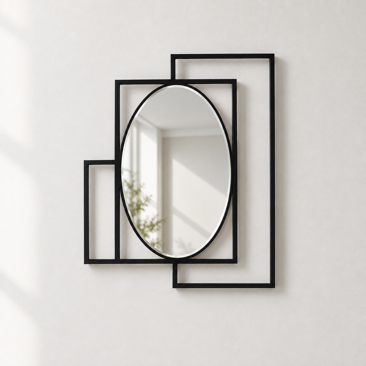 Framed Overlap Oval Wall Mirror – Bold Modern Geometry