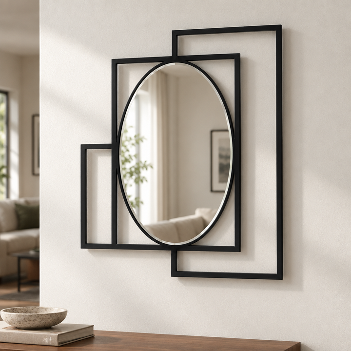 Framed Overlap Oval Wall Mirror – Bold Modern Geometry