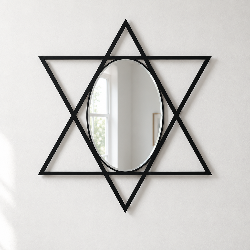شكل بيضاوي هندسي على شكل نجمة مرايا جدارية
