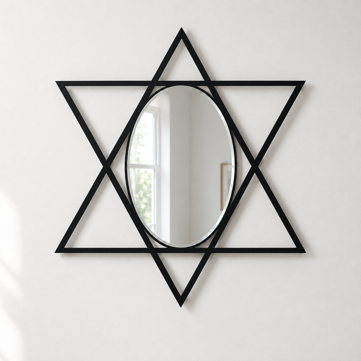 شكل بيضاوي هندسي على شكل نجمة مرايا جدارية