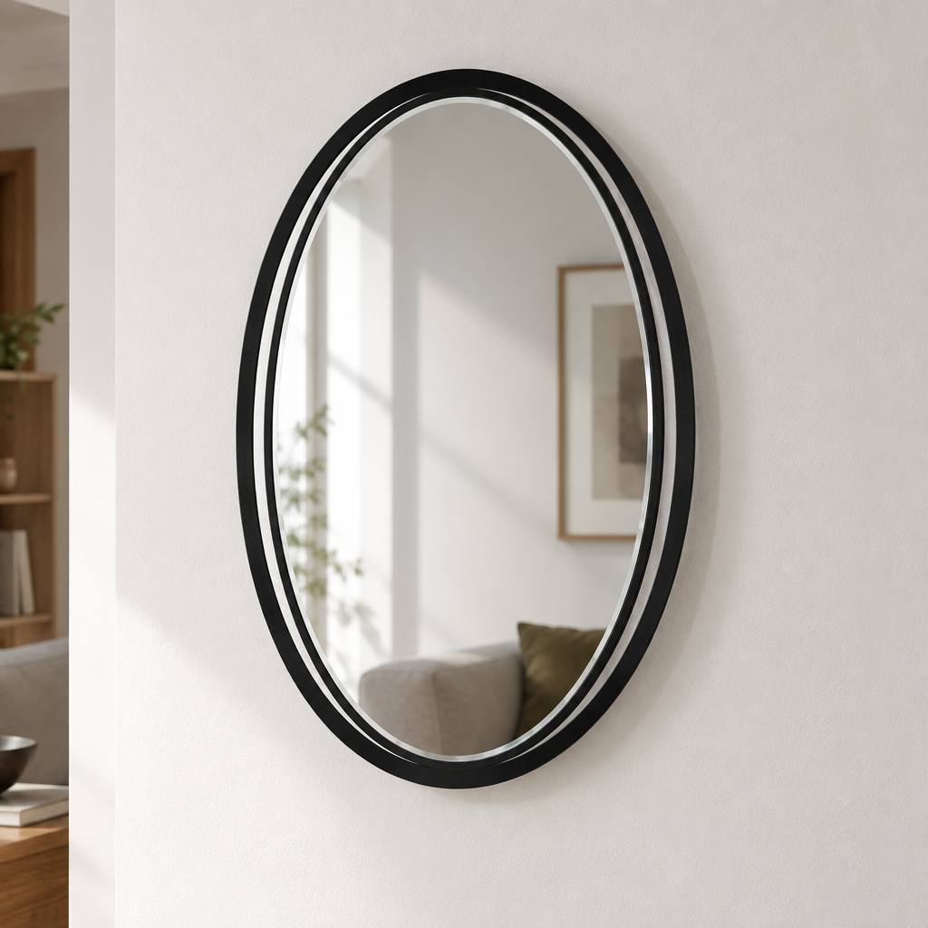 Óvalo minimalista Espejo De Pared con marco de borde limpio