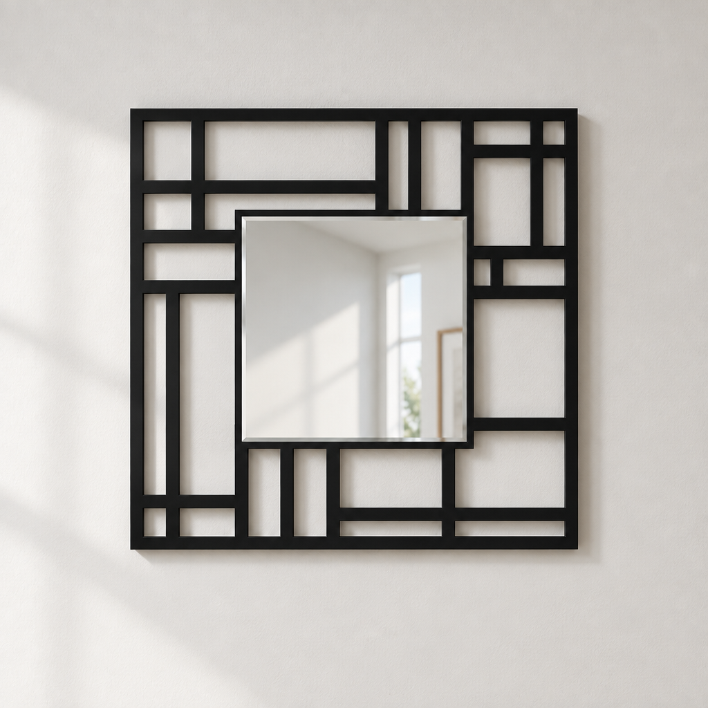 Rejilla estructurada: metal geométrico moderno Espejo De Pared