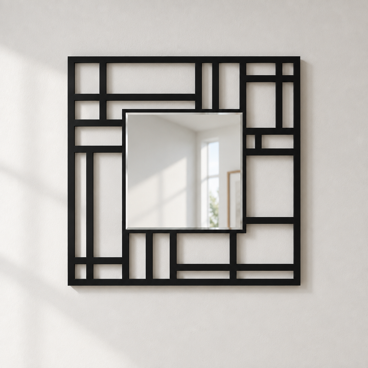 Rejilla estructurada: metal geométrico moderno Espejo De Pared