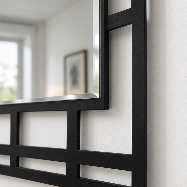 Rejilla estructurada: metal geométrico moderno Espejo De Pared