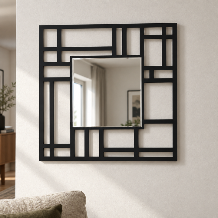 Rejilla estructurada: metal geométrico moderno Espejo De Pared
