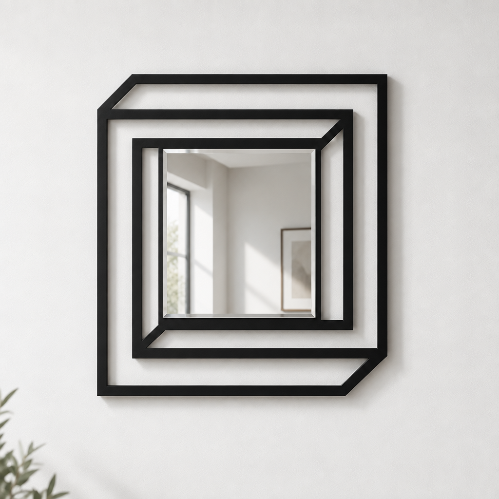 Profundidad en ángulo: metal geométrico en capas moderno Espejo De Pared