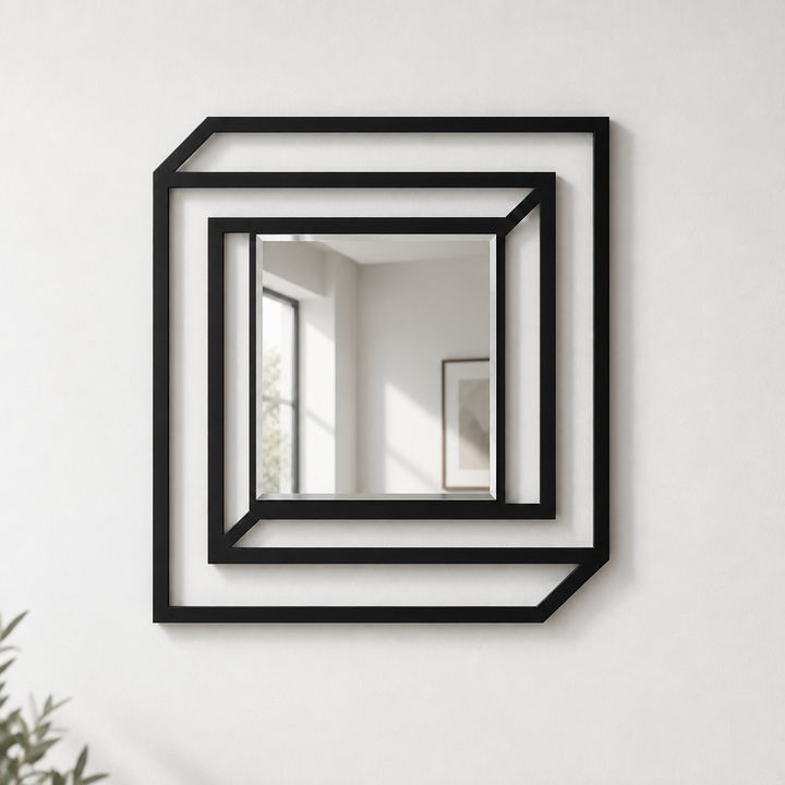Profundidad en ángulo: metal geométrico en capas moderno Espejo De Pared