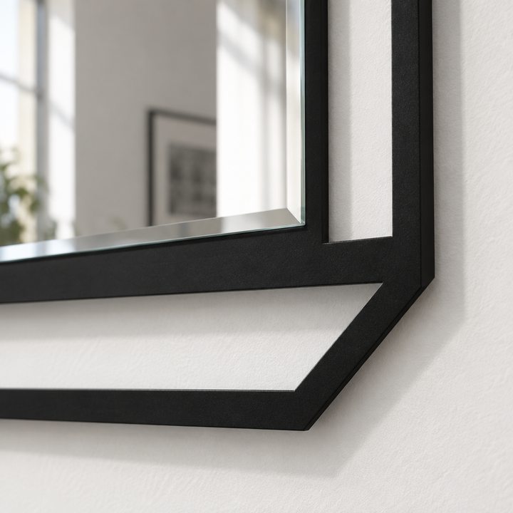 Profundidad en ángulo: metal geométrico en capas moderno Espejo De Pared