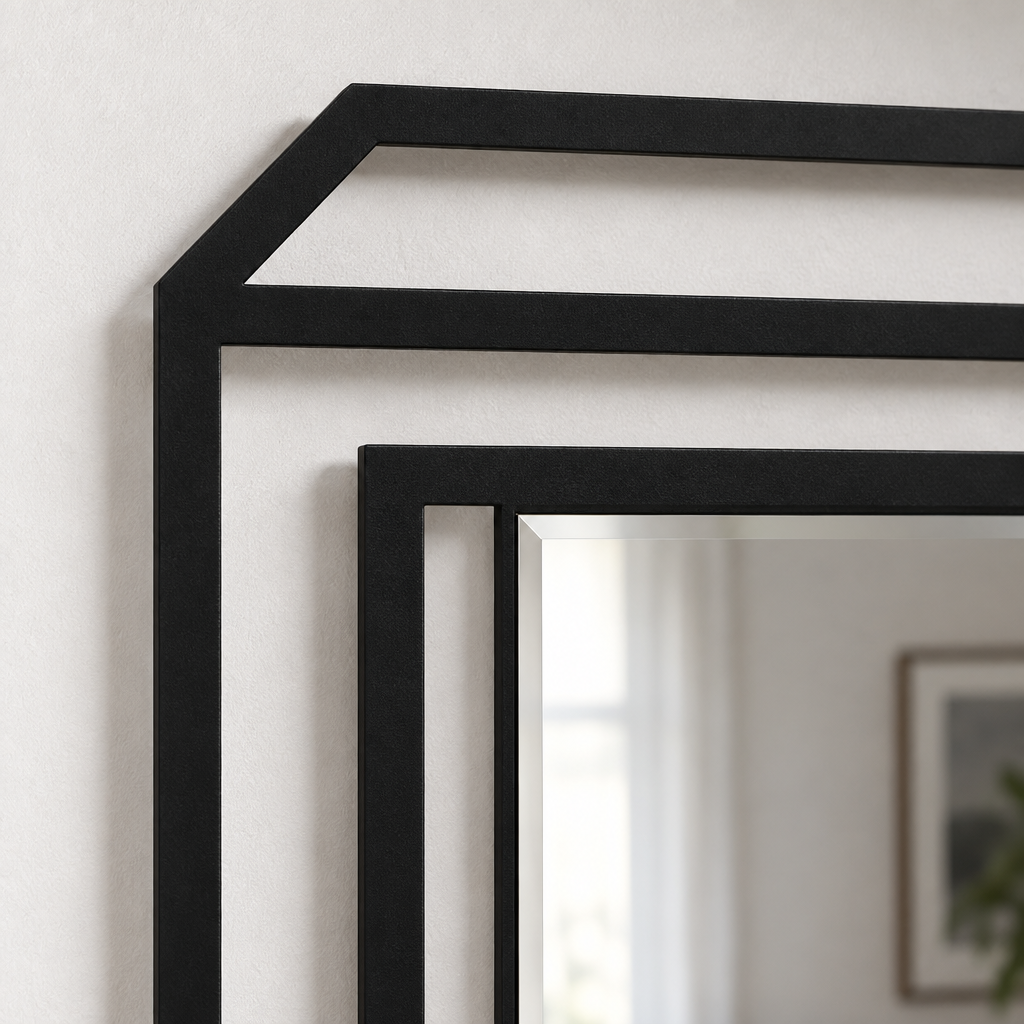 Profundidad en ángulo: metal geométrico en capas moderno Espejo De Pared