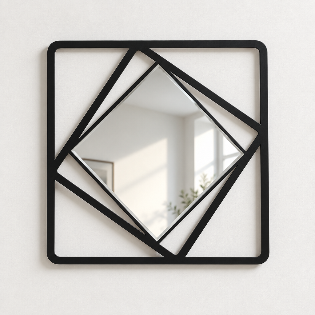 Capas cuadradas rotadas – Metal geométrico Espejo De Pared